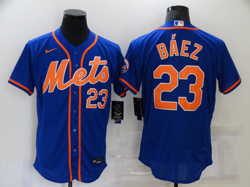 Men New York Mets #23 Baez Blue Elite Nike 2021 MLB Jersey->new york mets->MLB Jersey